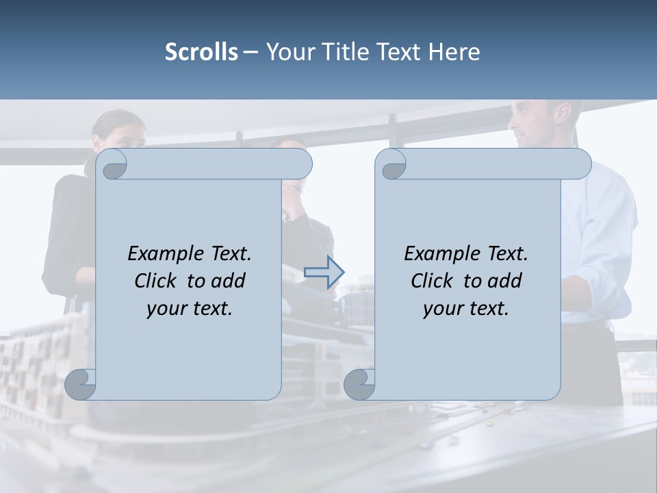 A Group Of People Standing Around A Model Of A Building PowerPoint Template