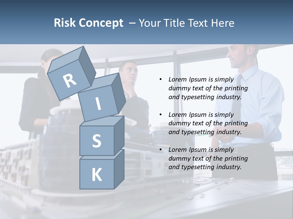 A Group Of People Standing Around A Model Of A Building PowerPoint Template