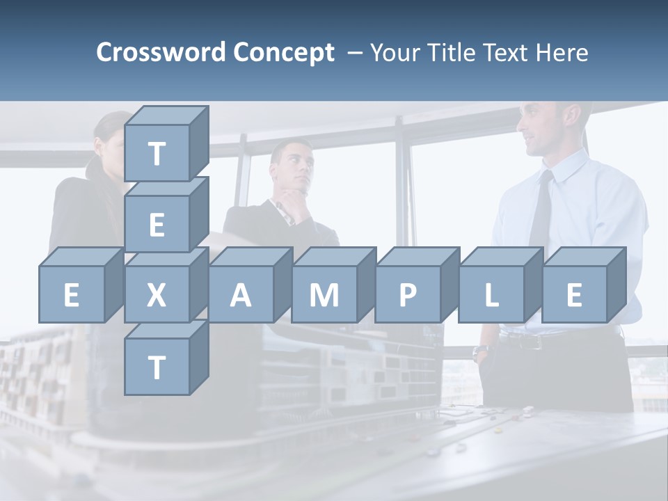 A Group Of People Standing Around A Model Of A Building PowerPoint Template