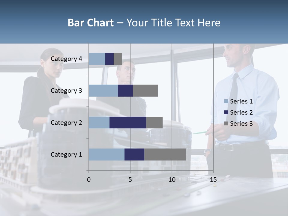 A Group Of People Standing Around A Model Of A Building PowerPoint Template