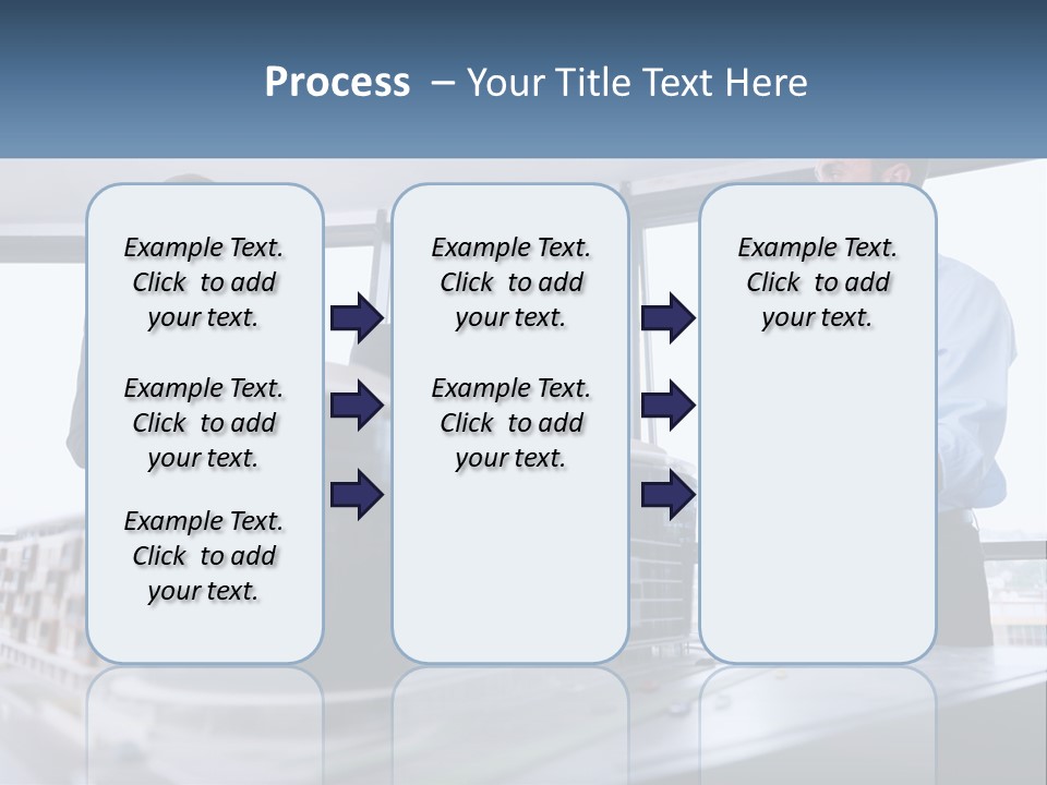 A Group Of People Standing Around A Model Of A Building PowerPoint Template