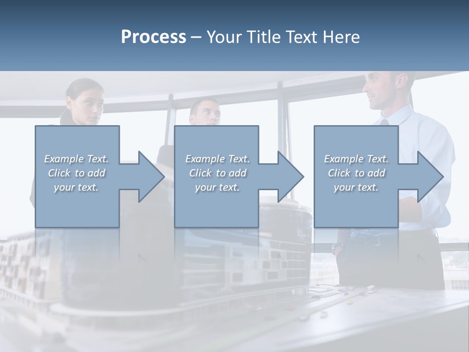 A Group Of People Standing Around A Model Of A Building PowerPoint Template