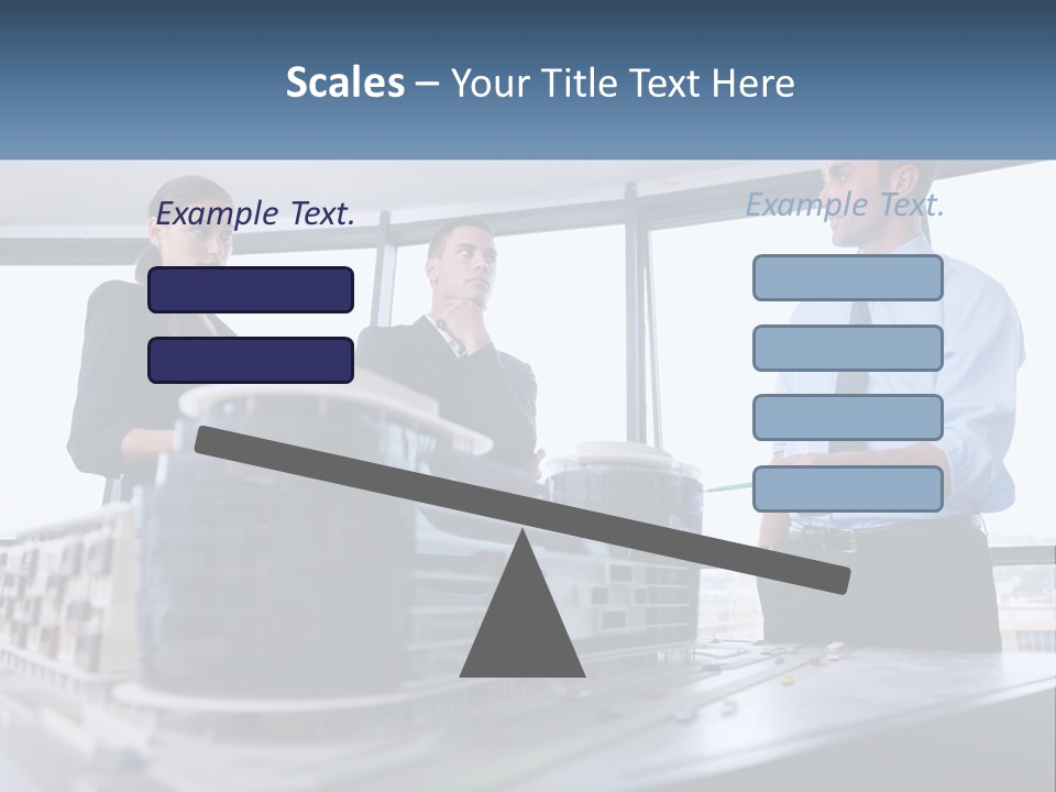 A Group Of People Standing Around A Model Of A Building PowerPoint Template