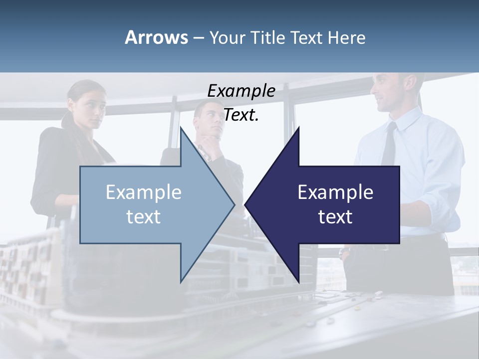 A Group Of People Standing Around A Model Of A Building PowerPoint Template