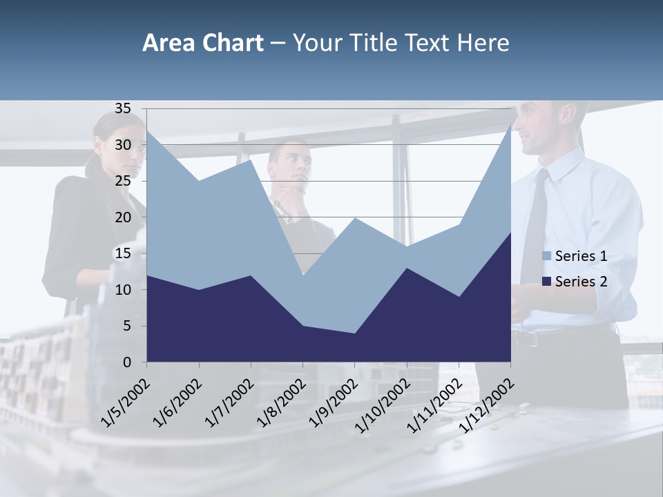 A Group Of People Standing Around A Model Of A Building PowerPoint Template
