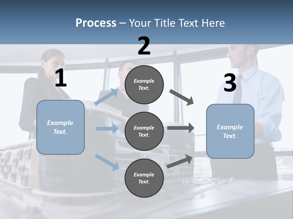 A Group Of People Standing Around A Model Of A Building PowerPoint Template