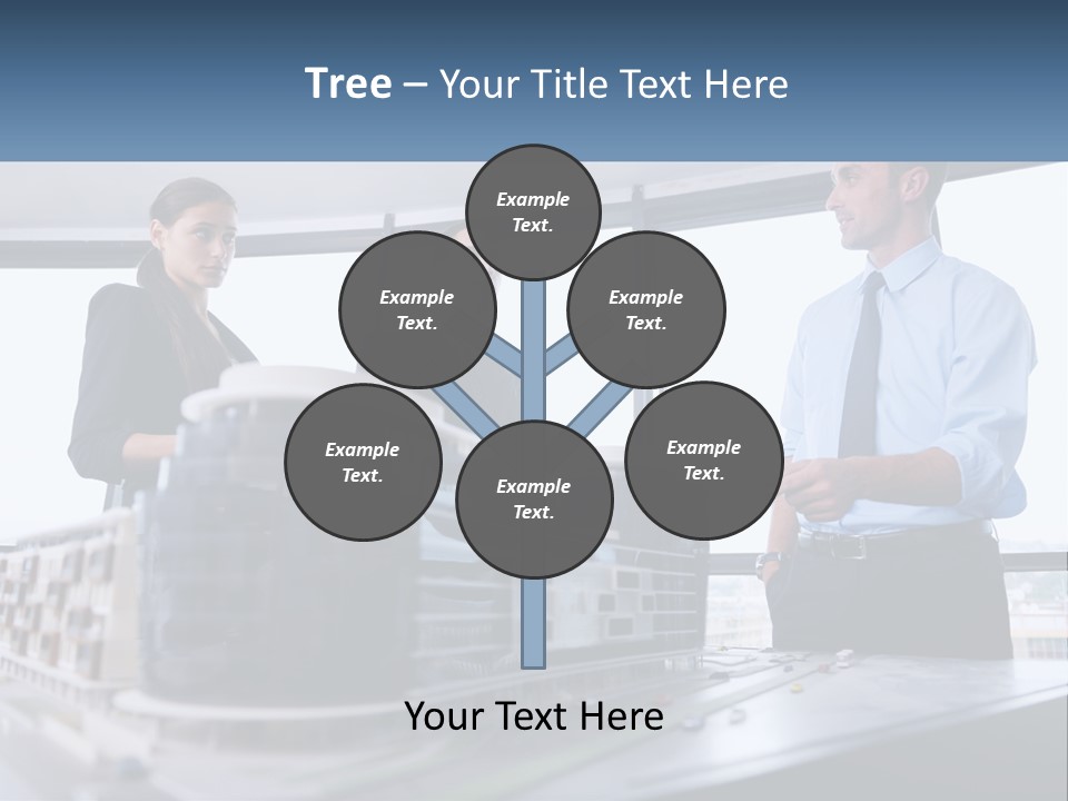 A Group Of People Standing Around A Model Of A Building PowerPoint Template