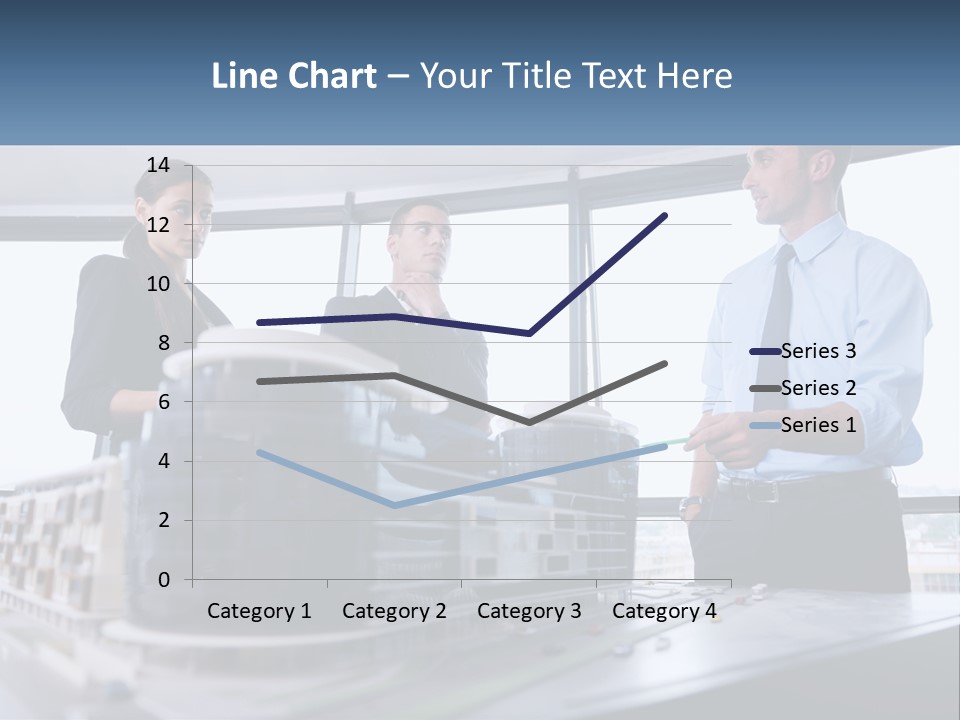 A Group Of People Standing Around A Model Of A Building PowerPoint Template