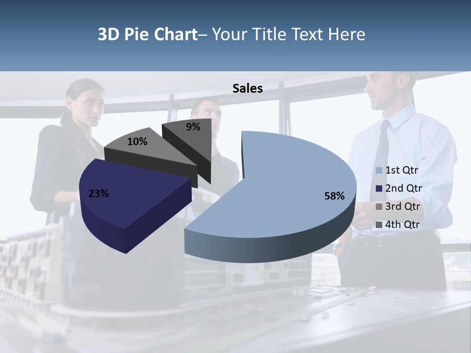 A Group Of People Standing Around A Model Of A Building PowerPoint Template
