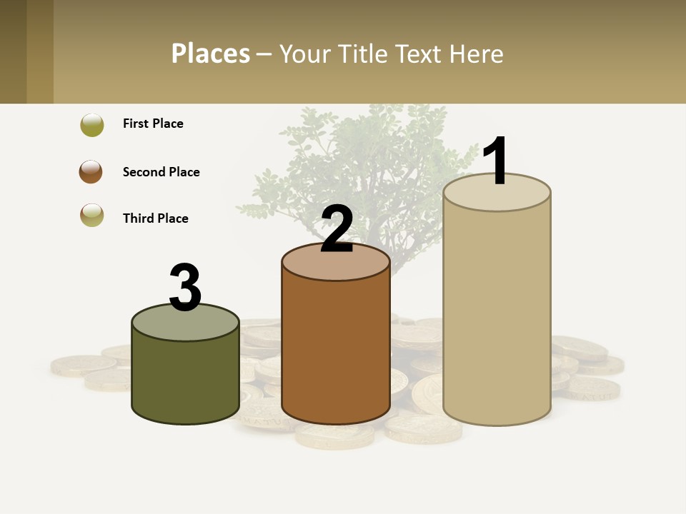 A Tree On Top Of A Pile Of Coins PowerPoint Template