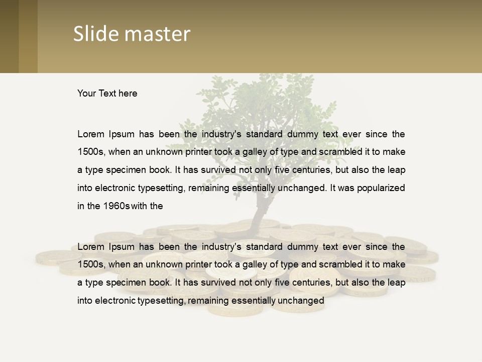 A Tree On Top Of A Pile Of Coins PowerPoint Template