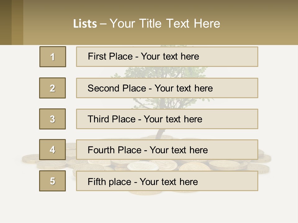 A Tree On Top Of A Pile Of Coins PowerPoint Template