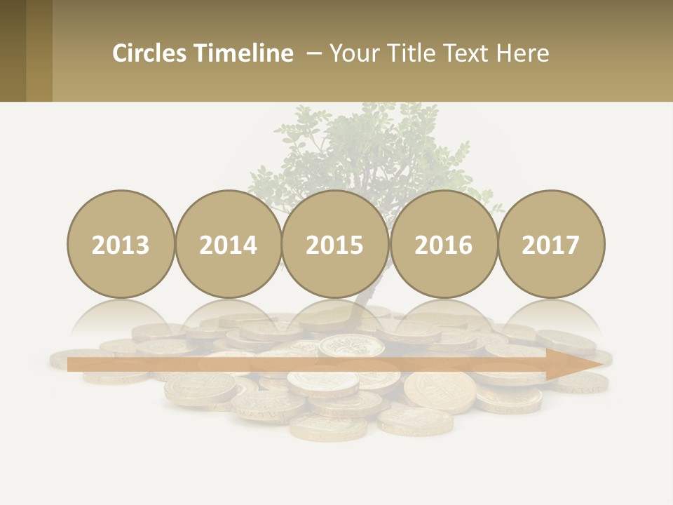 A Tree On Top Of A Pile Of Coins PowerPoint Template