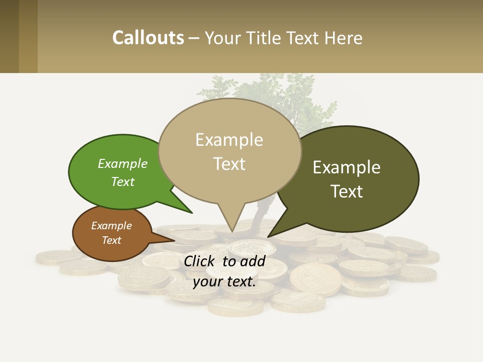 A Tree On Top Of A Pile Of Coins PowerPoint Template