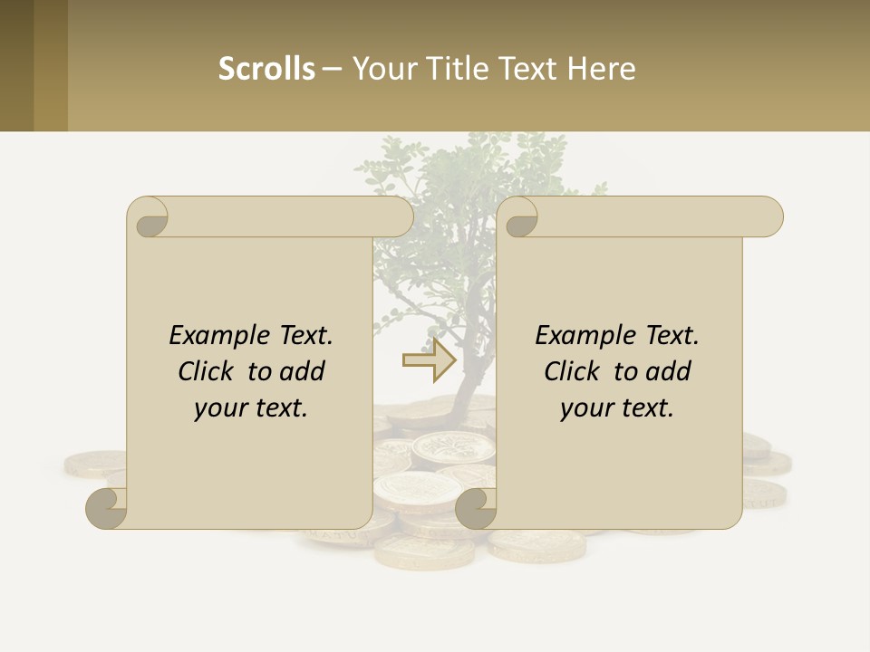 A Tree On Top Of A Pile Of Coins PowerPoint Template