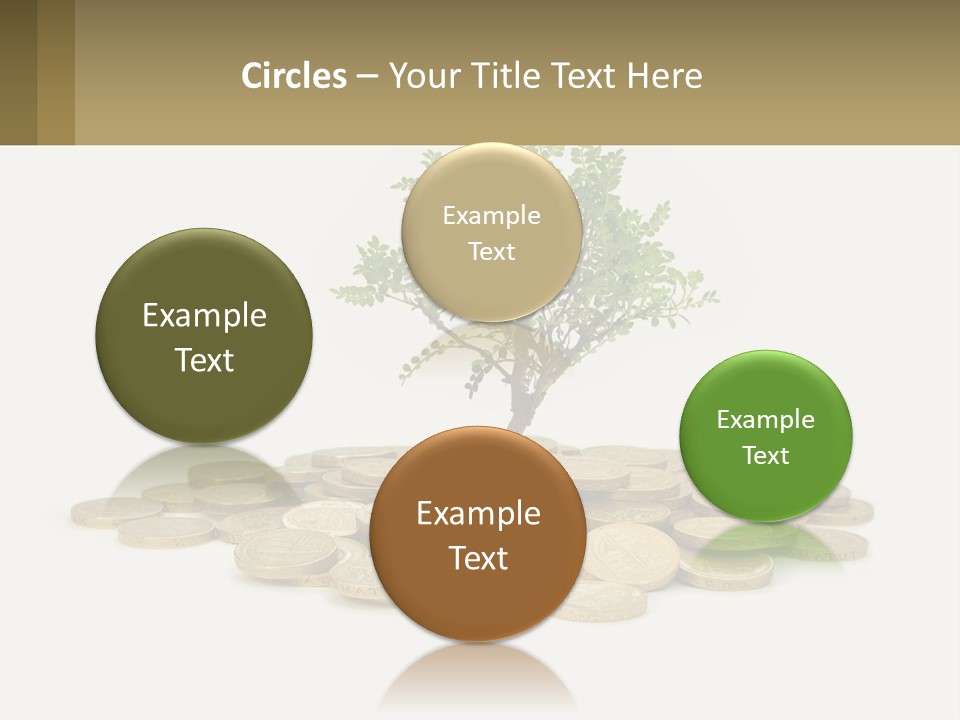 A Tree On Top Of A Pile Of Coins PowerPoint Template