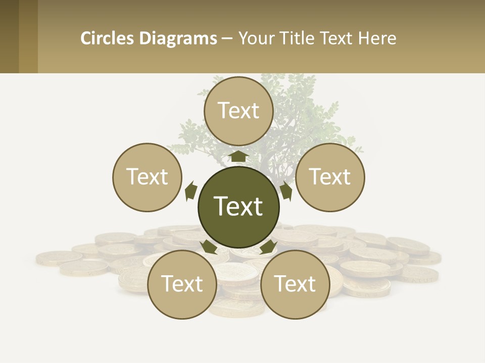 A Tree On Top Of A Pile Of Coins PowerPoint Template