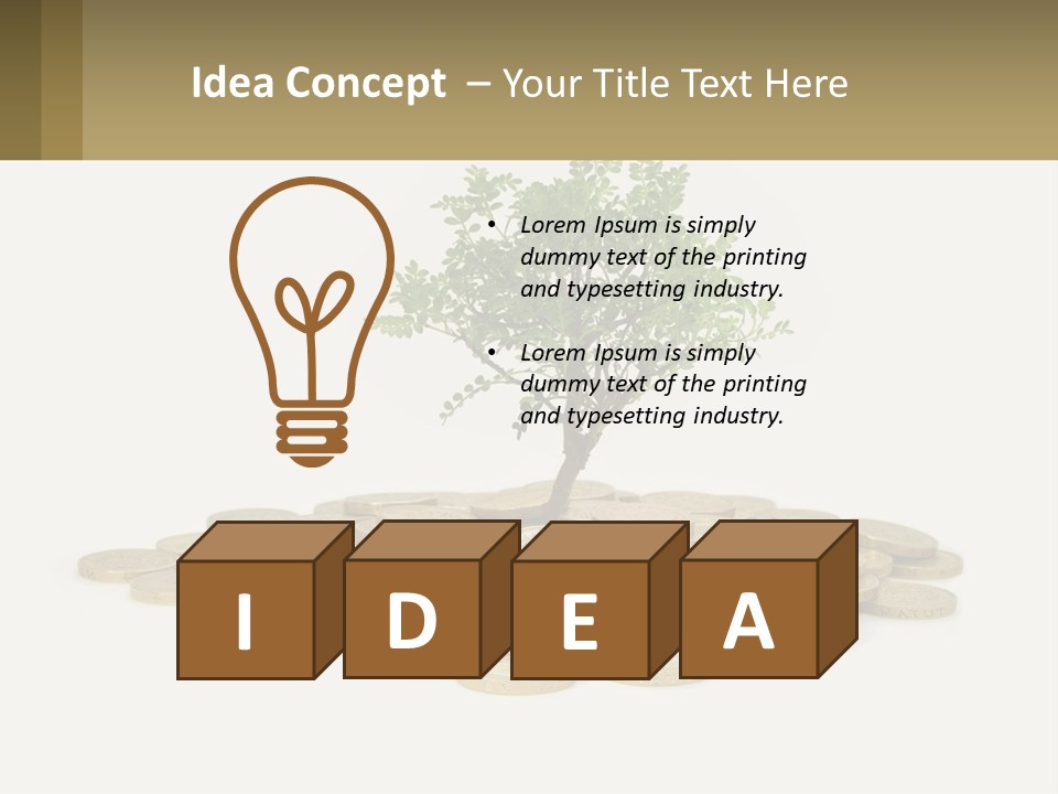 A Tree On Top Of A Pile Of Coins PowerPoint Template