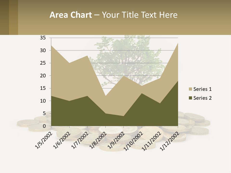 A Tree On Top Of A Pile Of Coins PowerPoint Template
