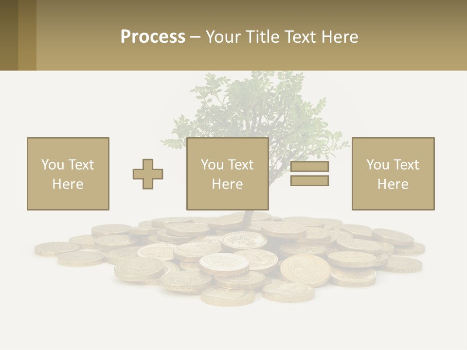 A Tree On Top Of A Pile Of Coins PowerPoint Template