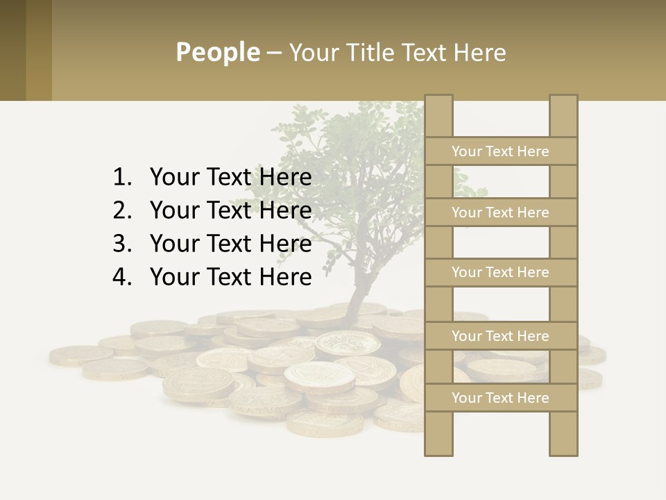 A Tree On Top Of A Pile Of Coins PowerPoint Template