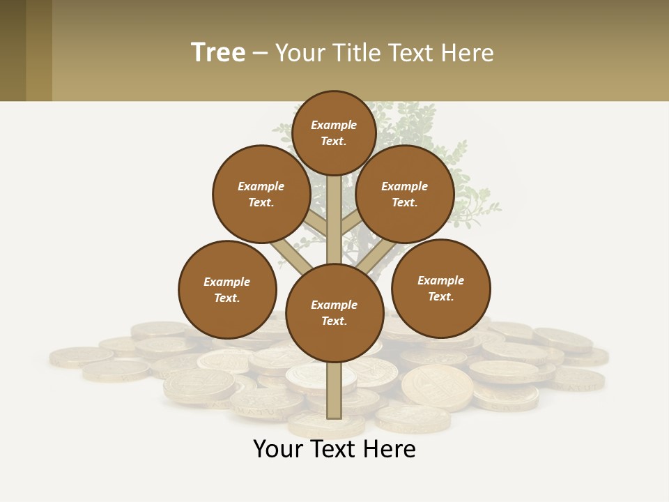 A Tree On Top Of A Pile Of Coins PowerPoint Template