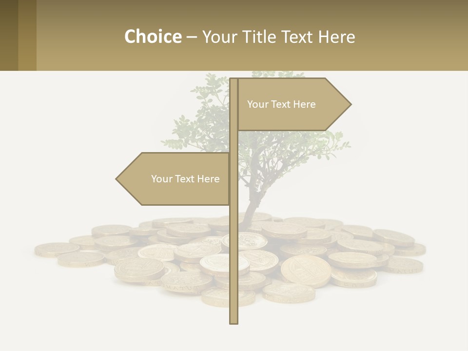A Tree On Top Of A Pile Of Coins PowerPoint Template