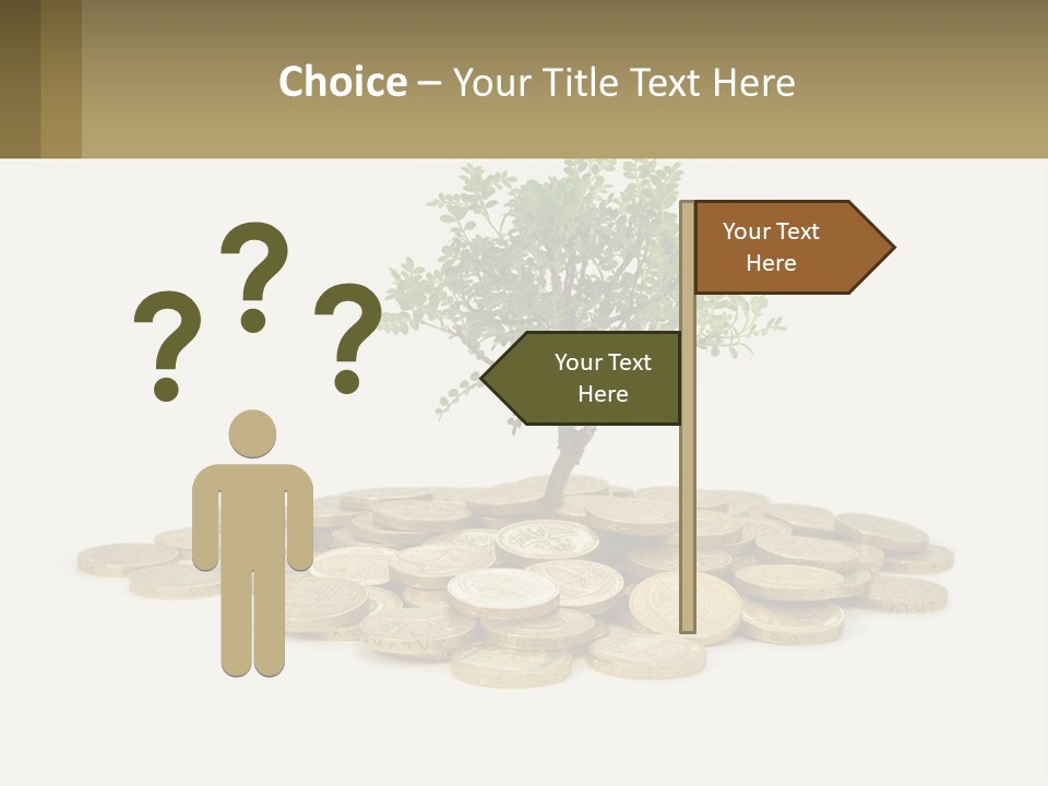 A Tree On Top Of A Pile Of Coins PowerPoint Template
