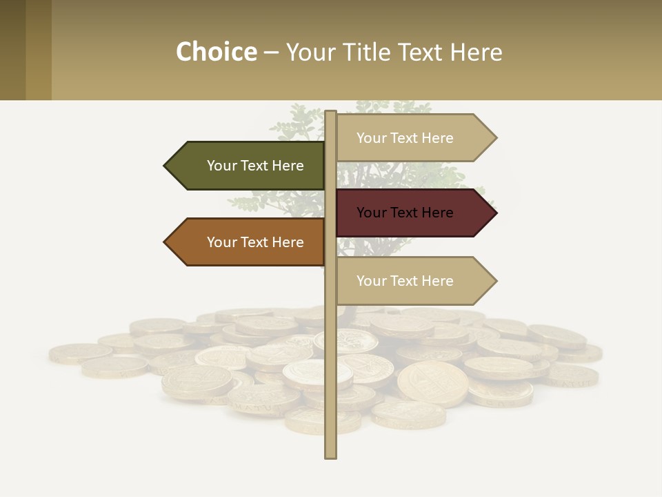 A Tree On Top Of A Pile Of Coins PowerPoint Template
