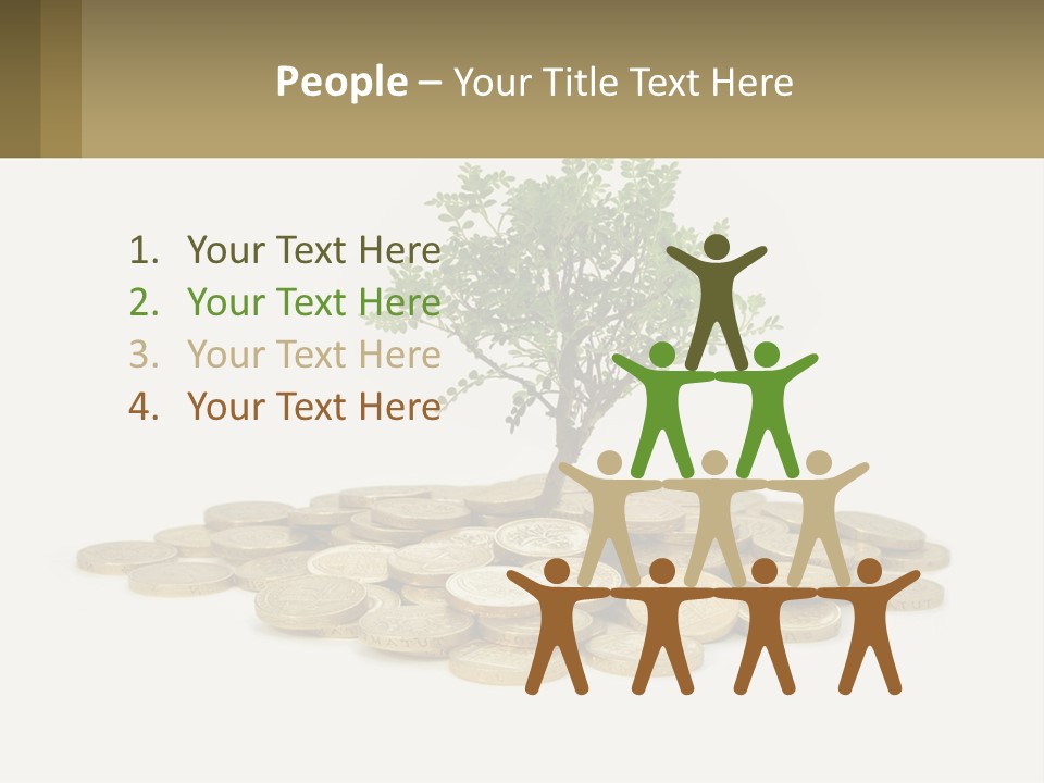 A Tree On Top Of A Pile Of Coins PowerPoint Template