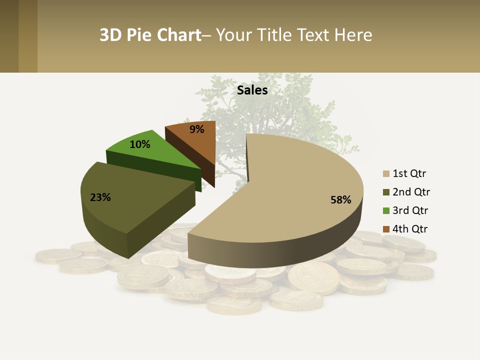 A Tree On Top Of A Pile Of Coins PowerPoint Template