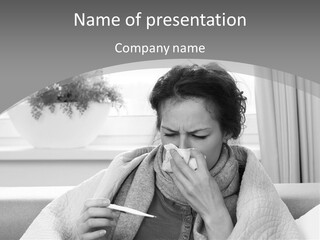 A Woman Sitting On A Couch With A Cigarette In Her Mouth PowerPoint Template