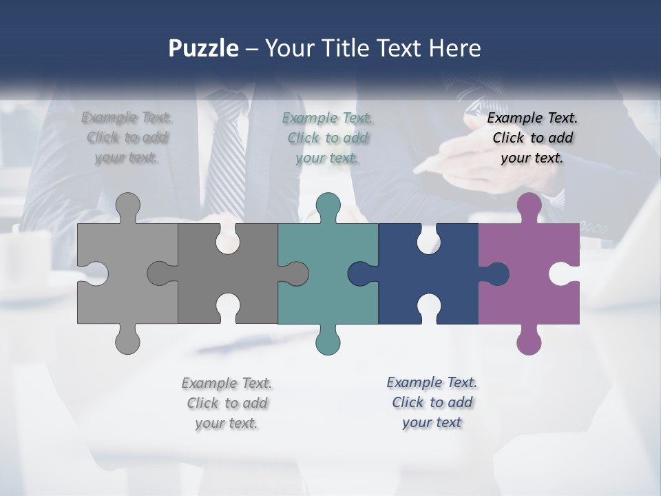 Two Men Sitting At A Table Looking At A Tablet PowerPoint Template