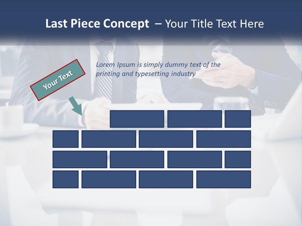 Two Men Sitting At A Table Looking At A Tablet PowerPoint Template