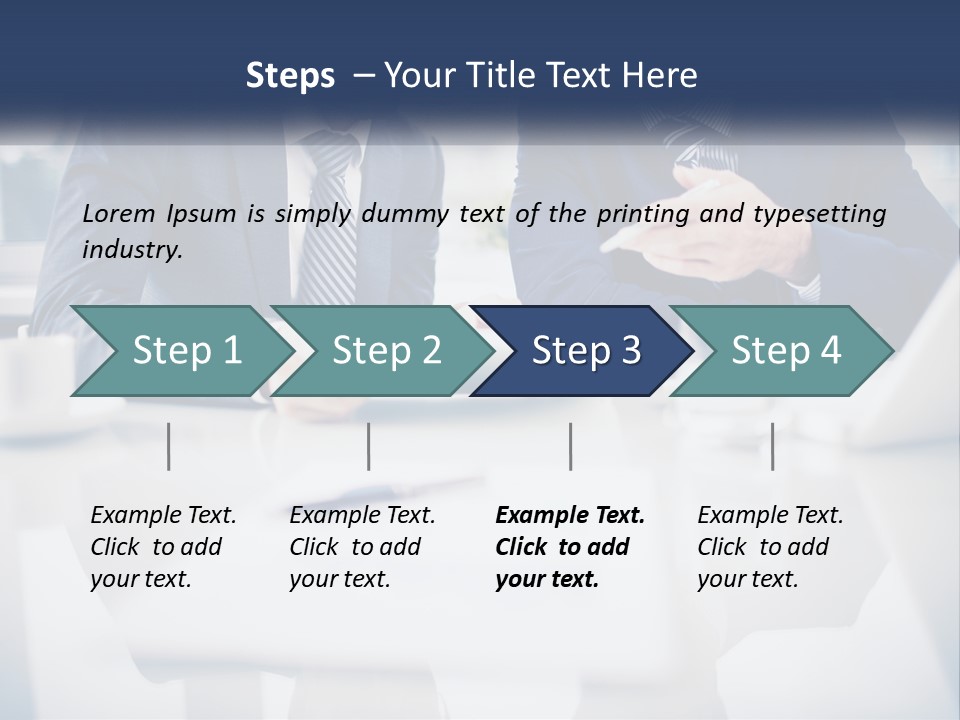 Two Men Sitting At A Table Looking At A Tablet PowerPoint Template