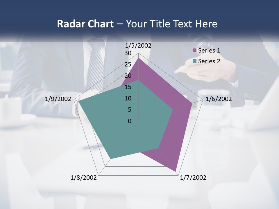 Two Men Sitting At A Table Looking At A Tablet PowerPoint Template