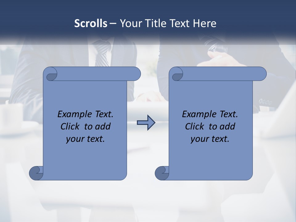 Two Men Sitting At A Table Looking At A Tablet PowerPoint Template