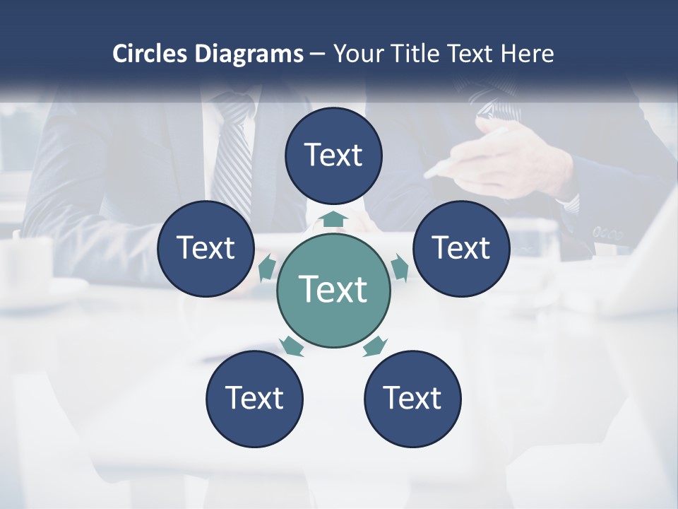 Two Men Sitting At A Table Looking At A Tablet PowerPoint Template