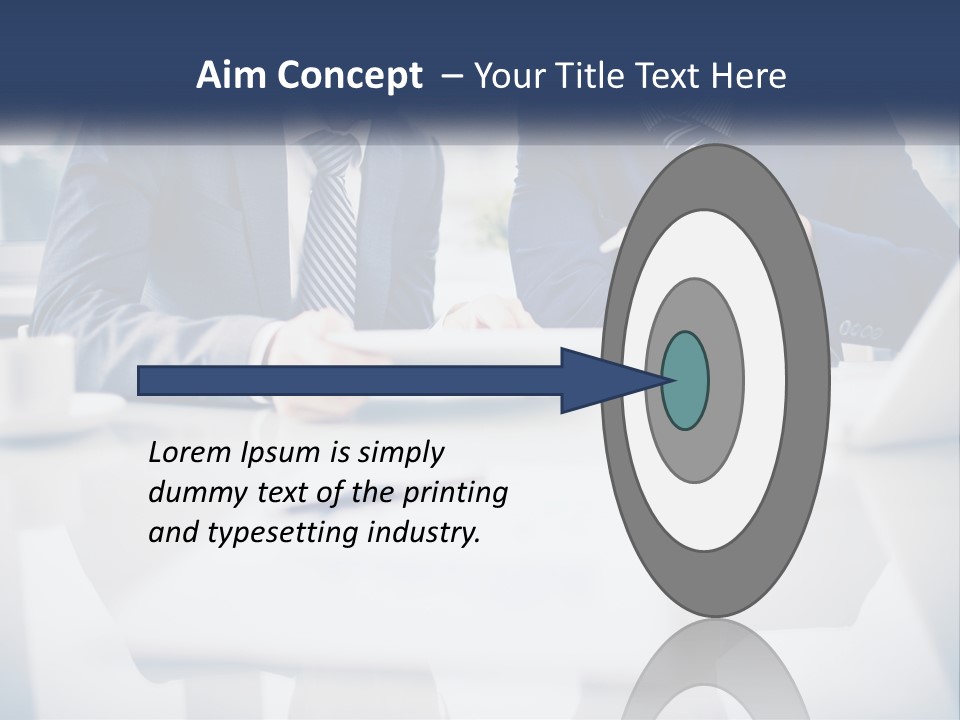 Two Men Sitting At A Table Looking At A Tablet PowerPoint Template