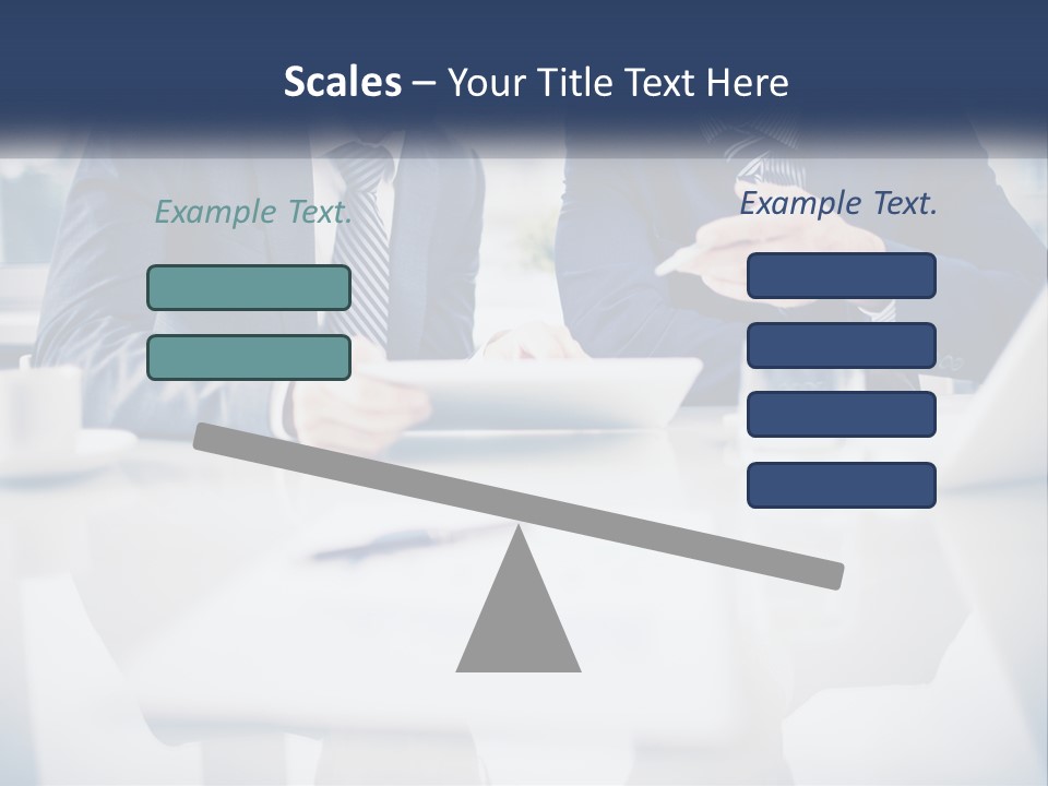 Two Men Sitting At A Table Looking At A Tablet PowerPoint Template