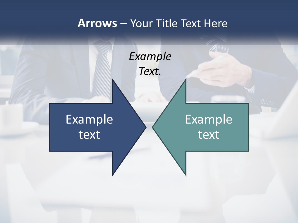 Two Men Sitting At A Table Looking At A Tablet PowerPoint Template