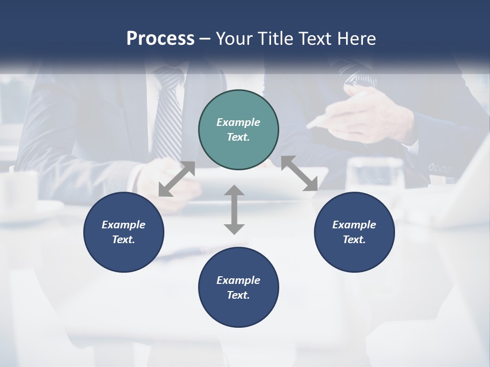 Two Men Sitting At A Table Looking At A Tablet PowerPoint Template