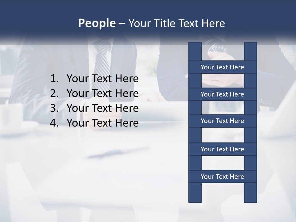 Two Men Sitting At A Table Looking At A Tablet PowerPoint Template