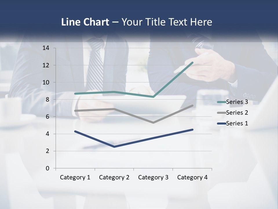 Two Men Sitting At A Table Looking At A Tablet PowerPoint Template