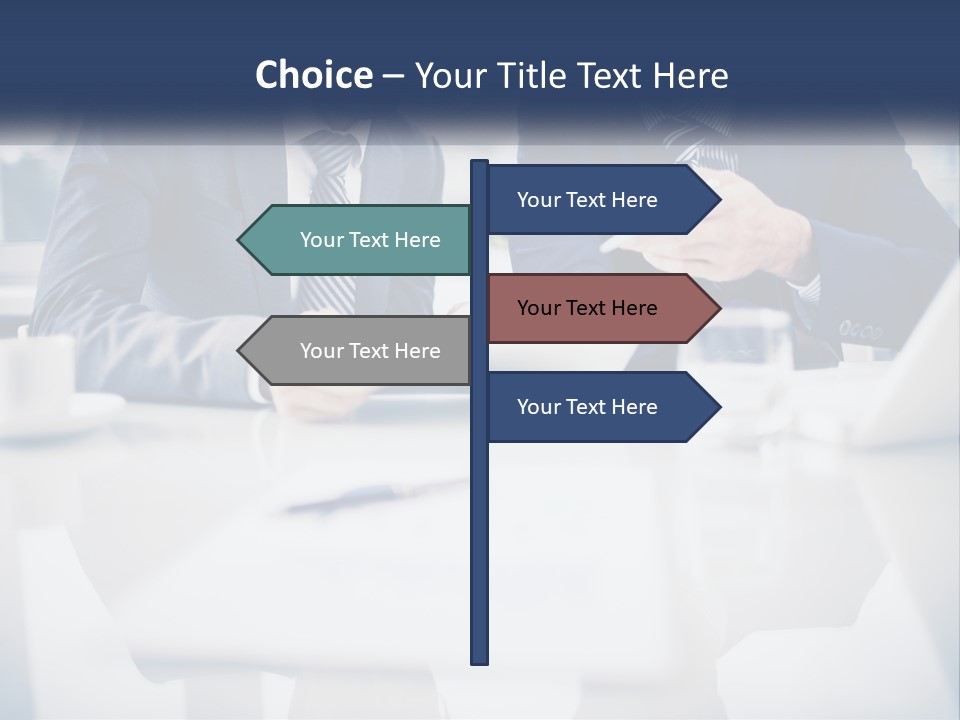 Two Men Sitting At A Table Looking At A Tablet PowerPoint Template