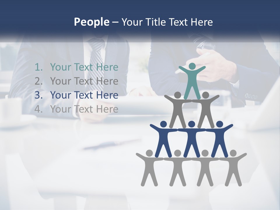 Two Men Sitting At A Table Looking At A Tablet PowerPoint Template