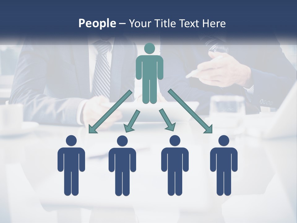 Two Men Sitting At A Table Looking At A Tablet PowerPoint Template