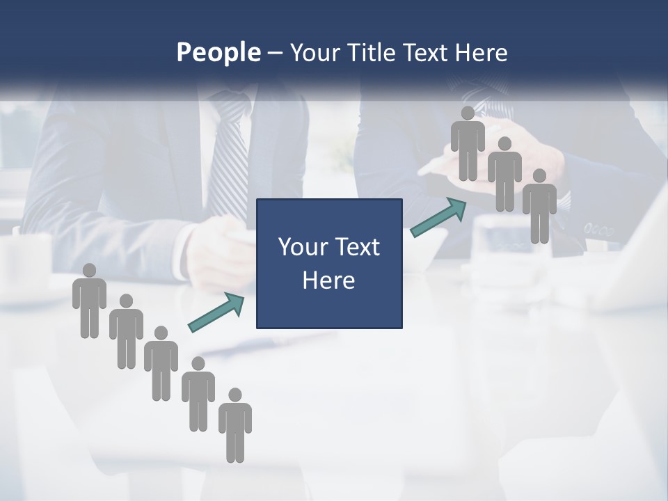 Two Men Sitting At A Table Looking At A Tablet PowerPoint Template