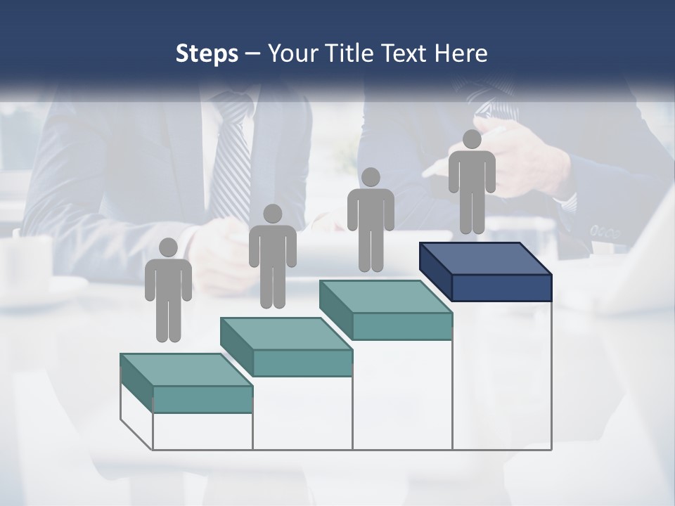 Two Men Sitting At A Table Looking At A Tablet PowerPoint Template