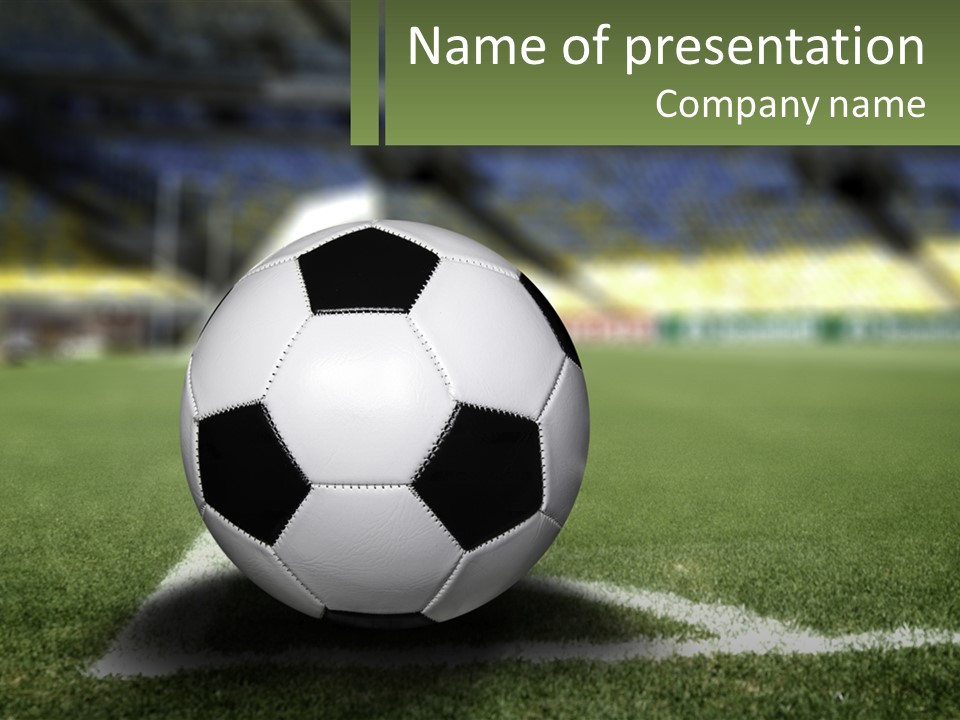 A Soccer Ball Sitting On Top Of A Soccer Field PowerPoint Template